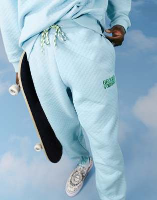 Crooked Tongues co-ord quilted jogger in light blue - ASOS Price Checker