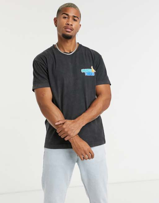 Crooked Tongues – Stentvättad t-shirt i oversize med 'Essentials'-tryck baktill, 2 av 4