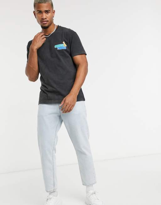 Crooked Tongues – Stentvättad t-shirt i oversize med 'Essentials'-tryck baktill, 4 av 4