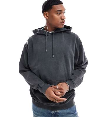 Crooked Tongues - Sweat à capuche décontracté - Noir délavé