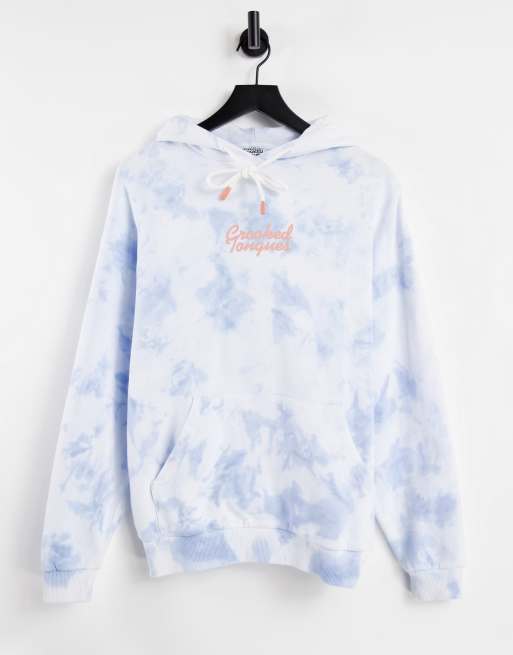 Crooked Tongues - Sweat à capuche ultra oversize effet tie-dye (pièce d’ensemble) - Bleu