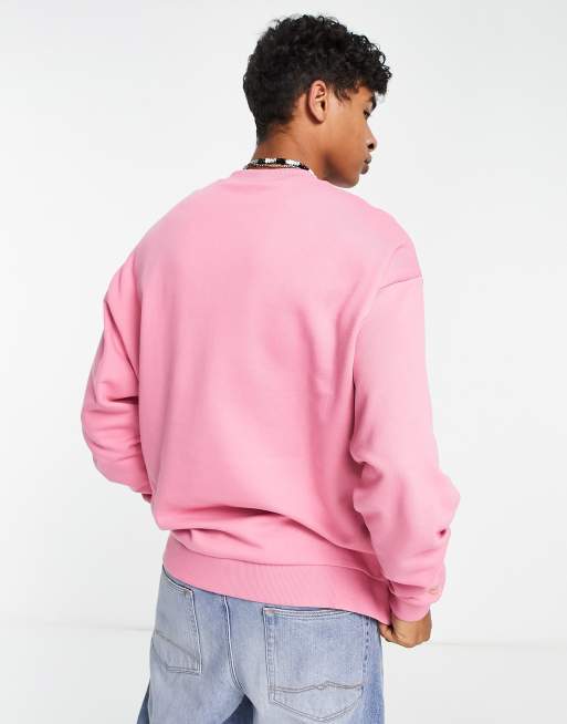 Crooked Tongues Sweat unisexe oversize avec motif homme fluo Rose