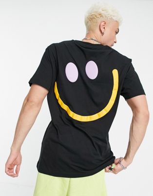 Crooked Tongues – T-Shirt in Schwarz mit Smiley-Prints