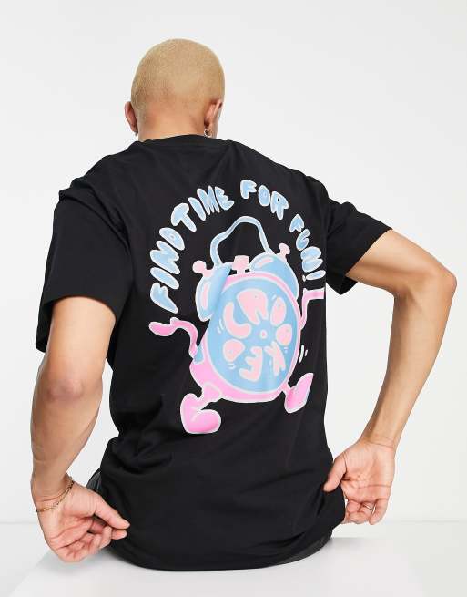 Crooked Tongues - T-shirt met 'Find time for fun' print in zwart