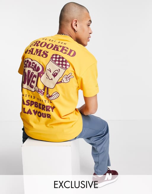 Crooked Tongues - T-shirt met 'Spread Love'-print in oranje, deel van co-ord set