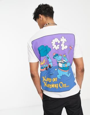 T-shirt oversize bianca con stampa di orso che gioca a golf sul retro-Bianco - Crooked Tongues T-shirt donna  - immagine2