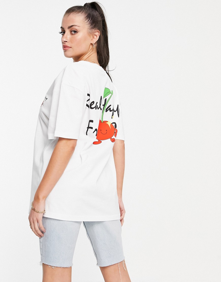 Crooked Tongues - T-shirt oversize avec imprimé Happy Fruit - Blanc