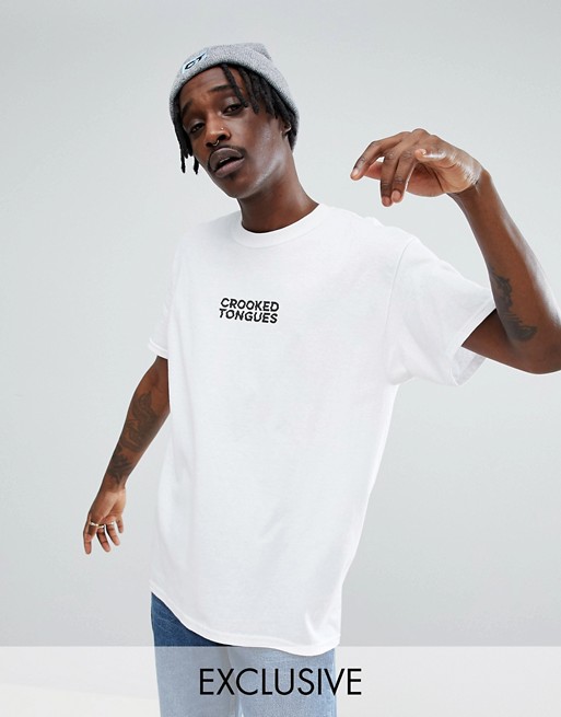 Crooked Tongues t-shirt with logo print in white | ASOS