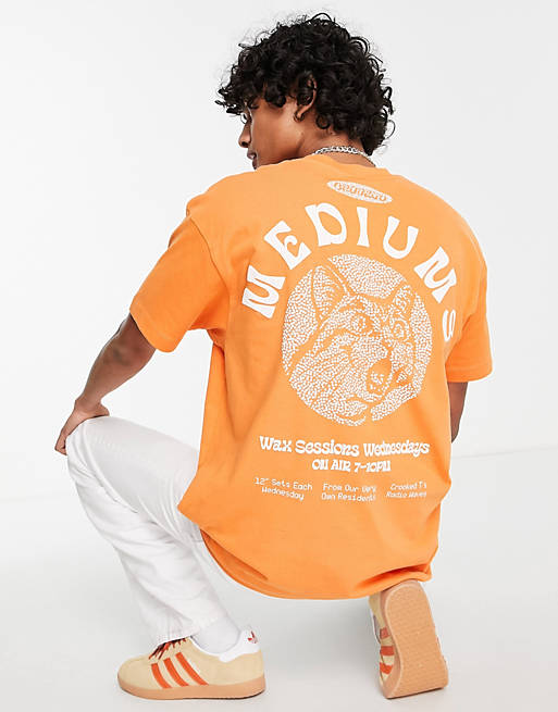 Crooked Tongues t-shirt with mediums print in orange