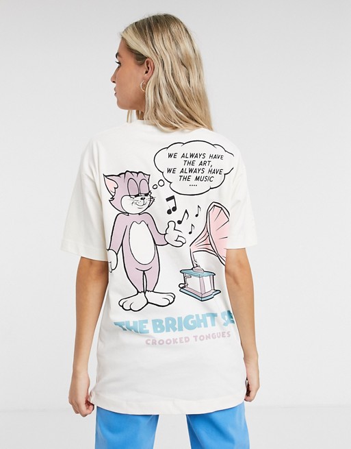 Crooked Tongues t-shirt with the bright side print in washed stone