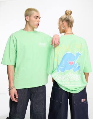 unisex oversized t-shirt with CT record man in green