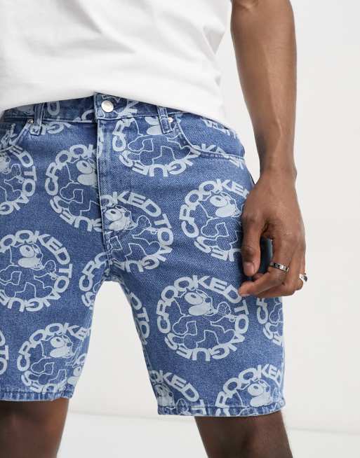 Crooked Tongues x Felix the Cat printed shorts in blue