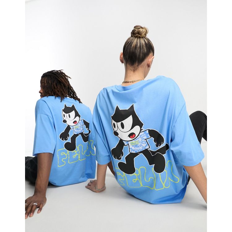 Crooked Tongues x Felix The Cat Unisex Oversized Hoodie with Large Scale Logo and Graphic Prints in Stone - Part of A set-Neutral