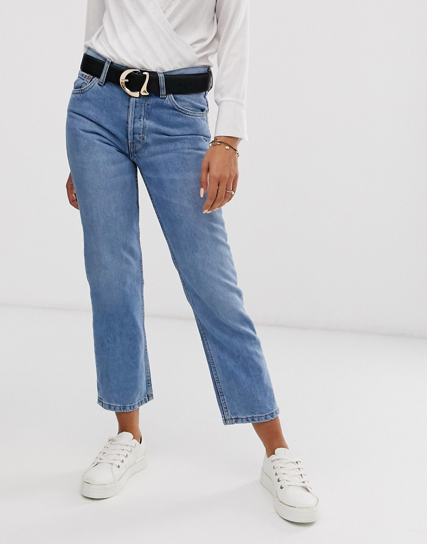 Cropped højtaljede 80'er jeans fra Mango-Blå