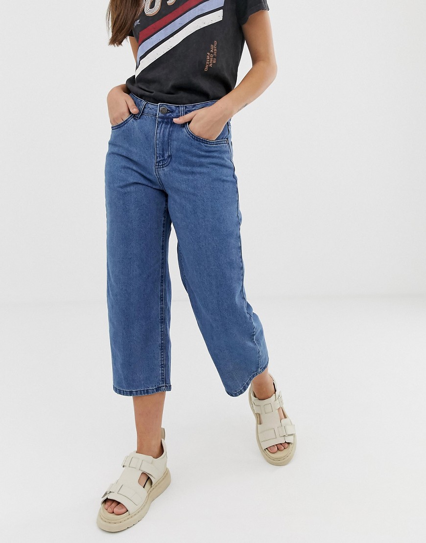 Cropped jeans med vide ben fra Noisy May-Blå