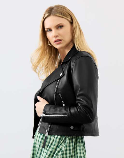Cropped real leather biker jacket, 2 of 5