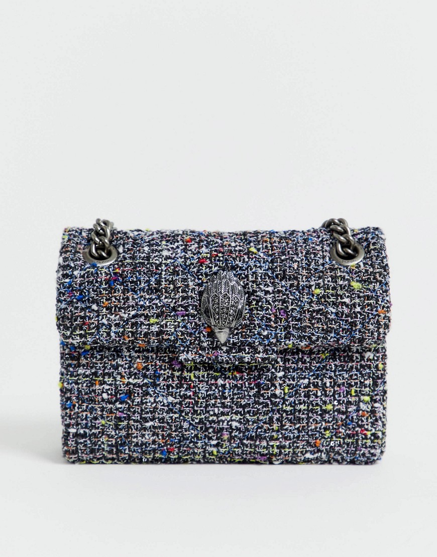 Crossbody taske med kæde med mini Kensington model i tweed fra Kurt Geiger-Multifarvet