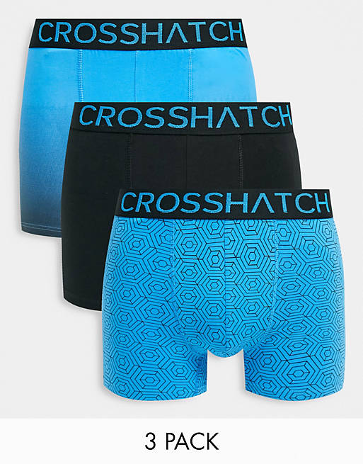 Crosshatch Czapla 3 pack boxers in blue