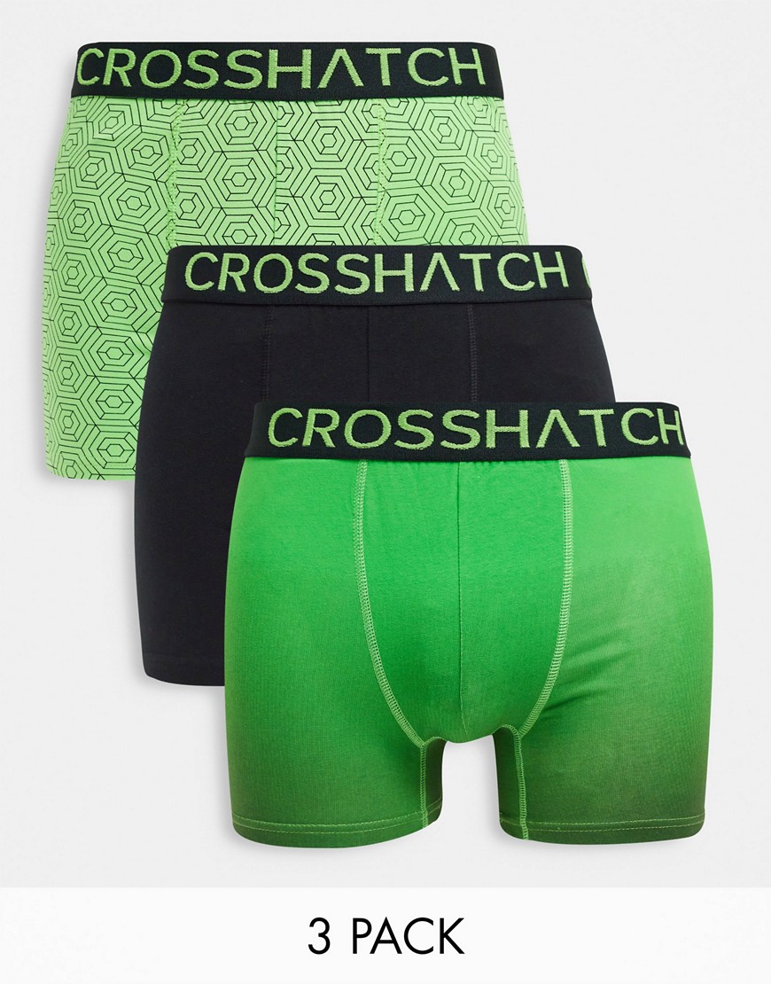Crosshatch Czapla 3 pack boxers in green