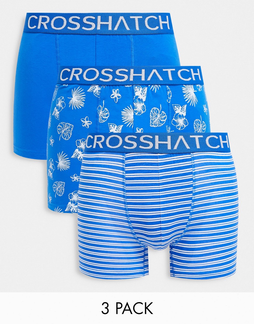 Crosshatch Hovland 3 pack trunks in blue
