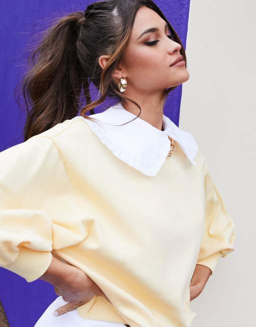 Cuello con volante de algodón en blanco de ASOS DESIGN