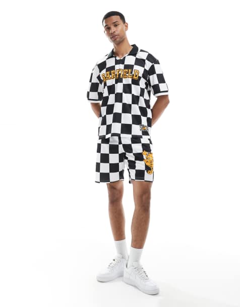 Cult Classic - Losse sportshort met Garfield-print in zwart-wit - view 1