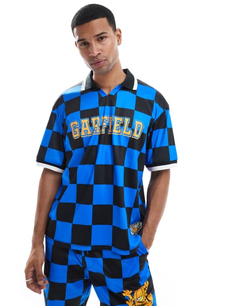 Cult Classic - Oversized sportshirt met Garfield-print in blauw/multi - view 1