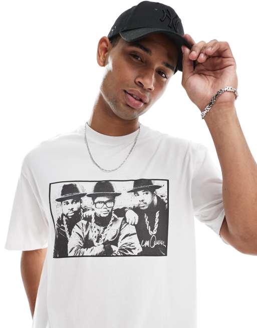 Cult Classics – Biały T-shirt oversize z motywem zespołu Run-D.M.C.
