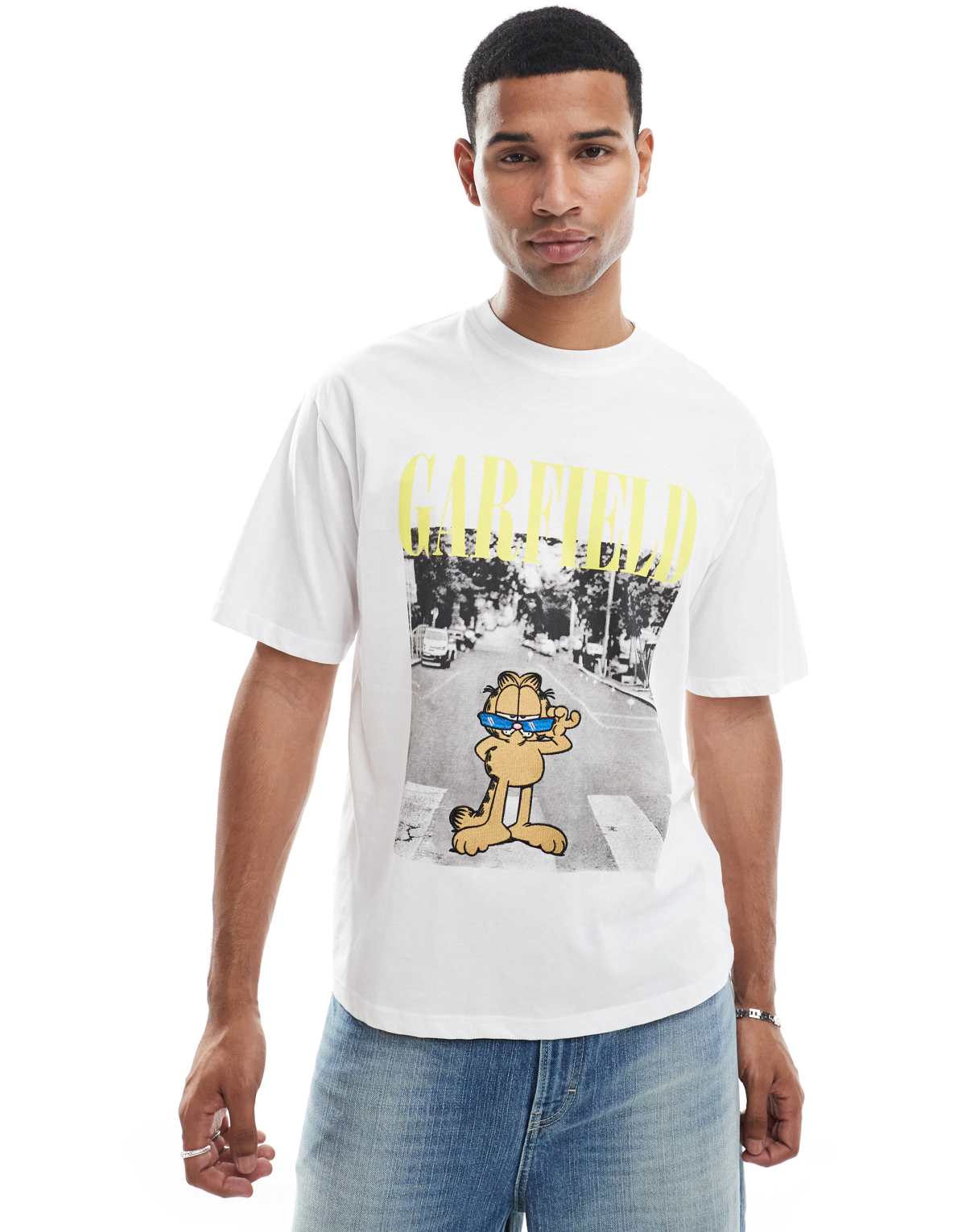 Cult Classics Garfield motif oversized t-shirt in white
