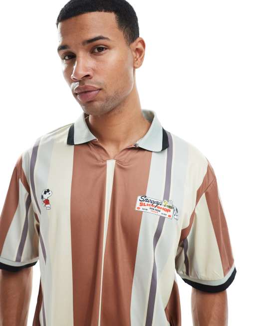 Cult Classics – Sportowy T-shirt oversize w paski z napisem Snoopy