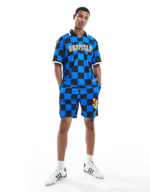 Cult Classics – Sportowy T-shirt oversize z niebieskim wzorem i grafiką z Garfieldem