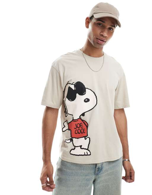 Cult Classics – Szary T-shirt oversize z motywem Snoopy'ego