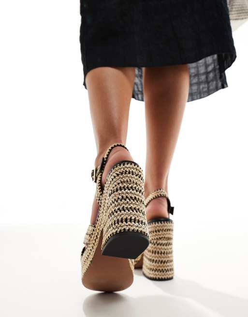 Cuñas beis y negras con correas cruzadas de rafia Twiggy de ASOS DESIGN, 2 de 4