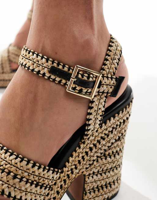 Cuñas beis y negras con correas cruzadas de rafia Twiggy de ASOS DESIGN, 3 de 4