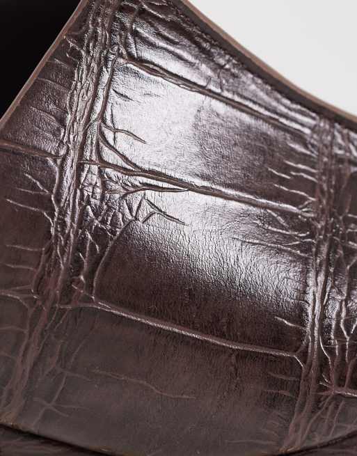 Cuñas marrón chocolate efecto piel de cocodrilo con tachuelas extragrandes Tessa de ASOS DESIGN, 2 de 4