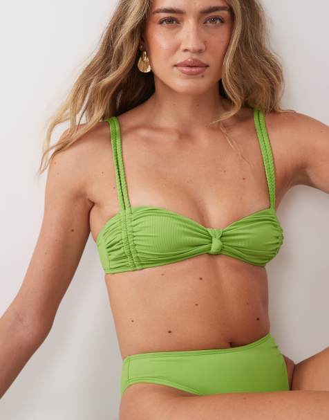 Cupshe bikini top bralet z wiązaniem w limonkowej zieleni - view 1