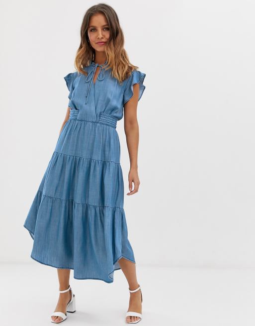 Current Air chambray prairie dress ASOS