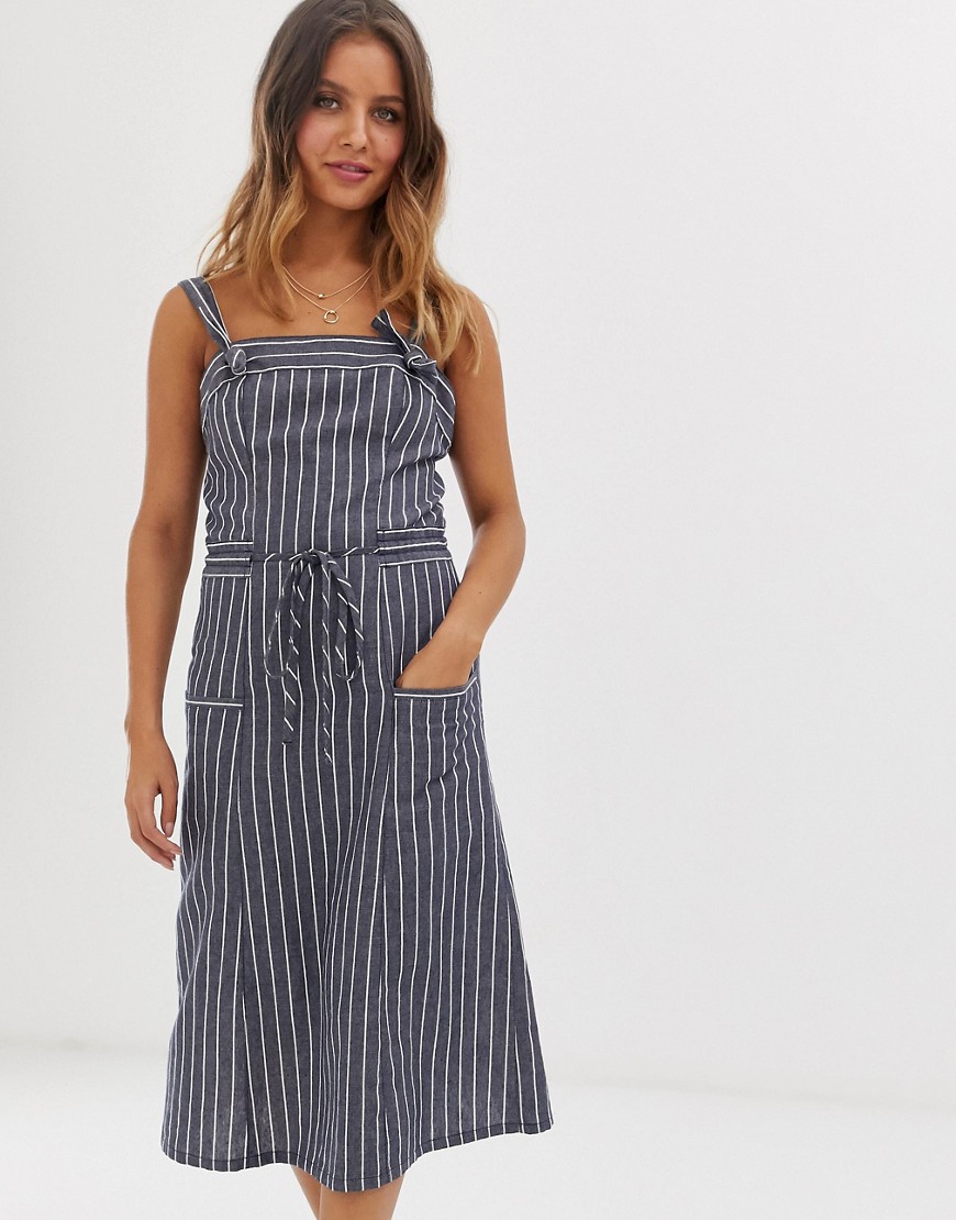 Current Air chambray stripe pinny dress-Blue