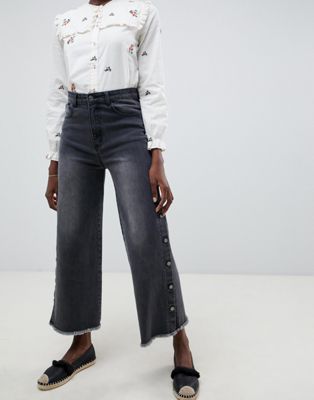 Current Air – Jeans med knappar i sidan-Svart