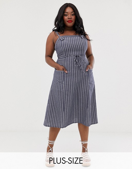 Current Air Plus chambray stripe pinny dress