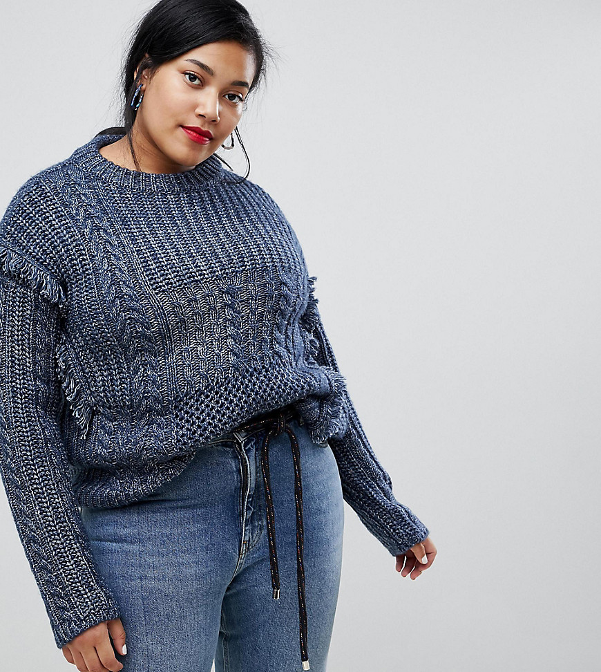 Current Air Plus Chunky Knit Jumper-Blue