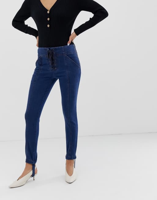 Lace up hot sale ankle jeans