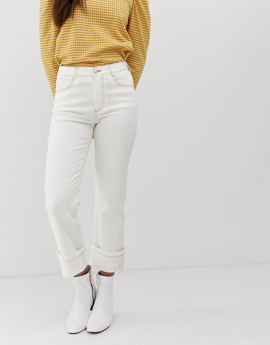 Current Air straight leg jeans with deep hem turn-up-White