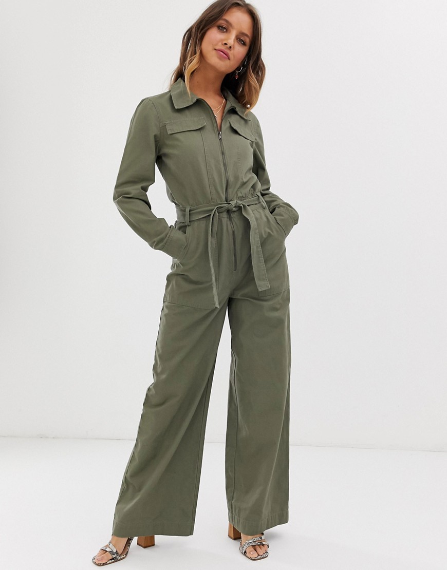 Current Air wide leg utility jumpsuit-Green