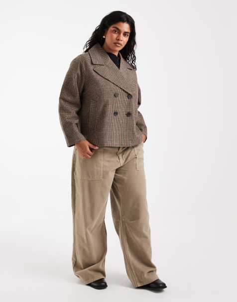Curve - chaqueta boxy de cuadros beige - view 1