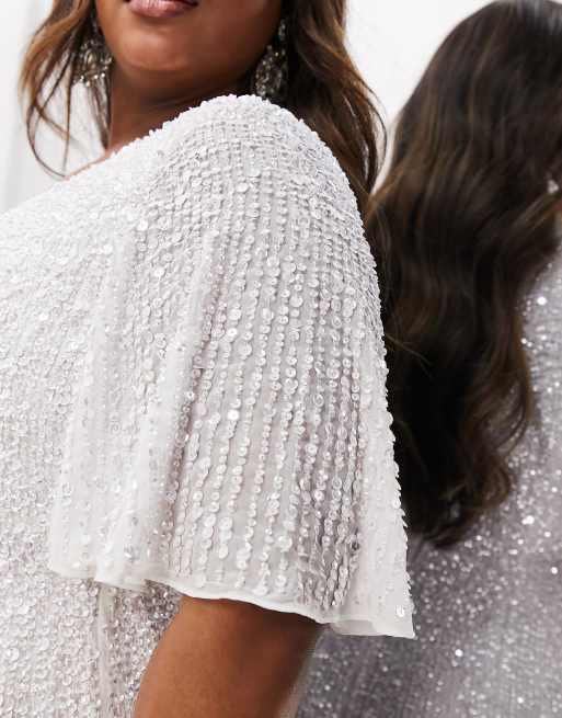 Curve Maxi BryllupsKjole med flutter ærmer fra ASOS Edition , 5 af 5