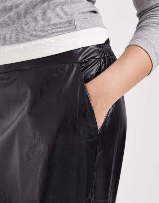 Curve pantaloni dritti in pelle sintetica neri, 3 di 5