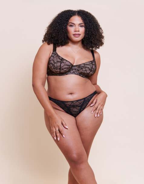 Curvy Kate All night lace scooped multiway balcony bra fuller bust in black/blush - view 1