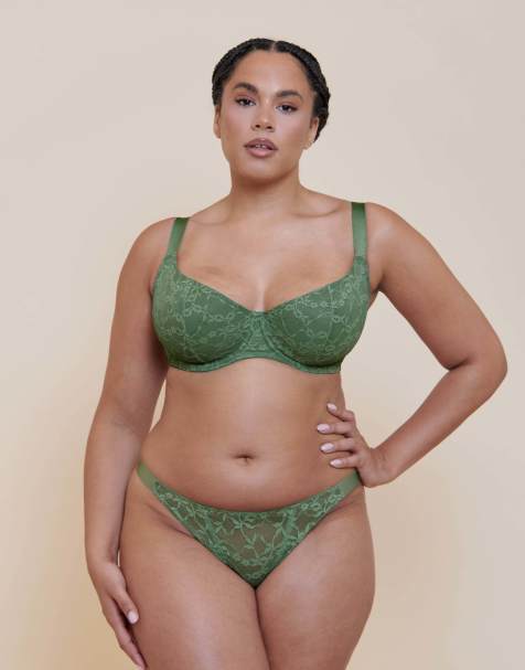 Curvy Kate All night lace tanga in dusky green - view 1