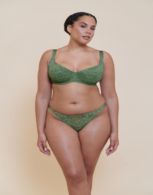 Curvy Kate All night lace tanga in dusky green, 3 of 4